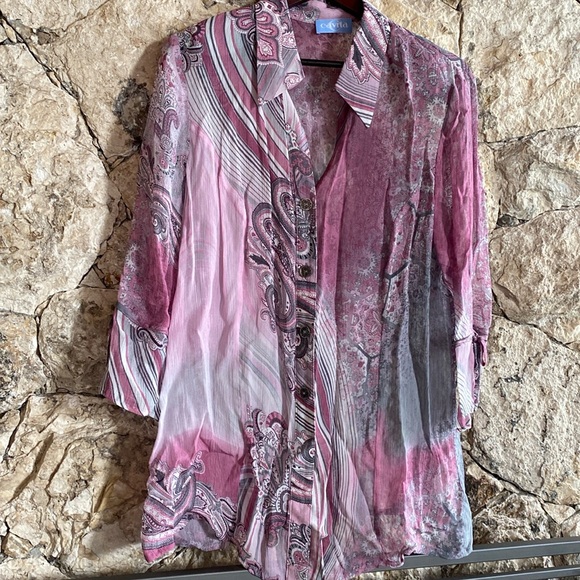 Sheer paisley blouse - Sz 16 - Picture 1 of 4